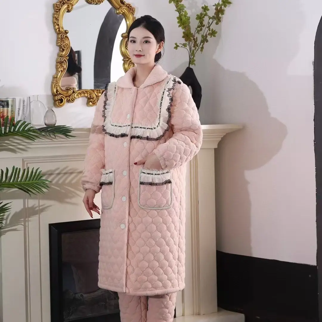 捡漏三层加厚长袍式保暖家居服套装