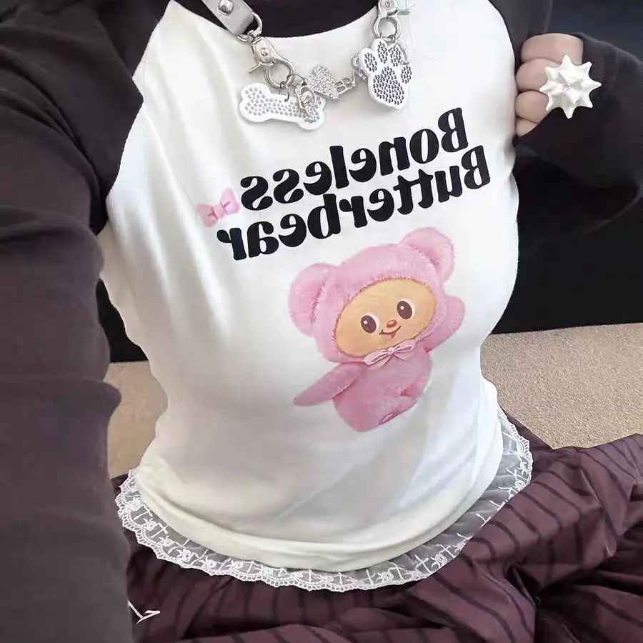 bo小熊辣妹擦肩袖上衣 轻微嘎标