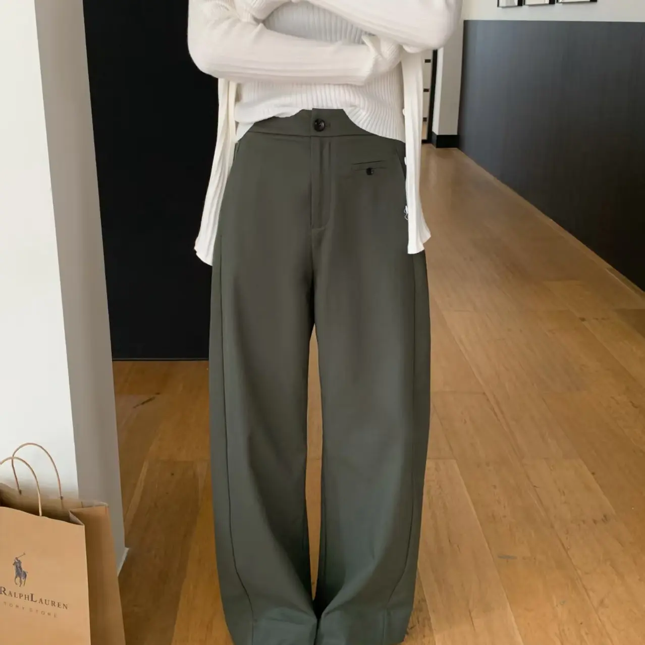 【专柜品质】秋季新款高腰显瘦垂感阔腿弯刀工装裤