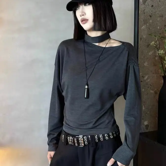 《木兮木》 2025秋冬新款时尚百搭洋气显瘦休闲T恤女潮