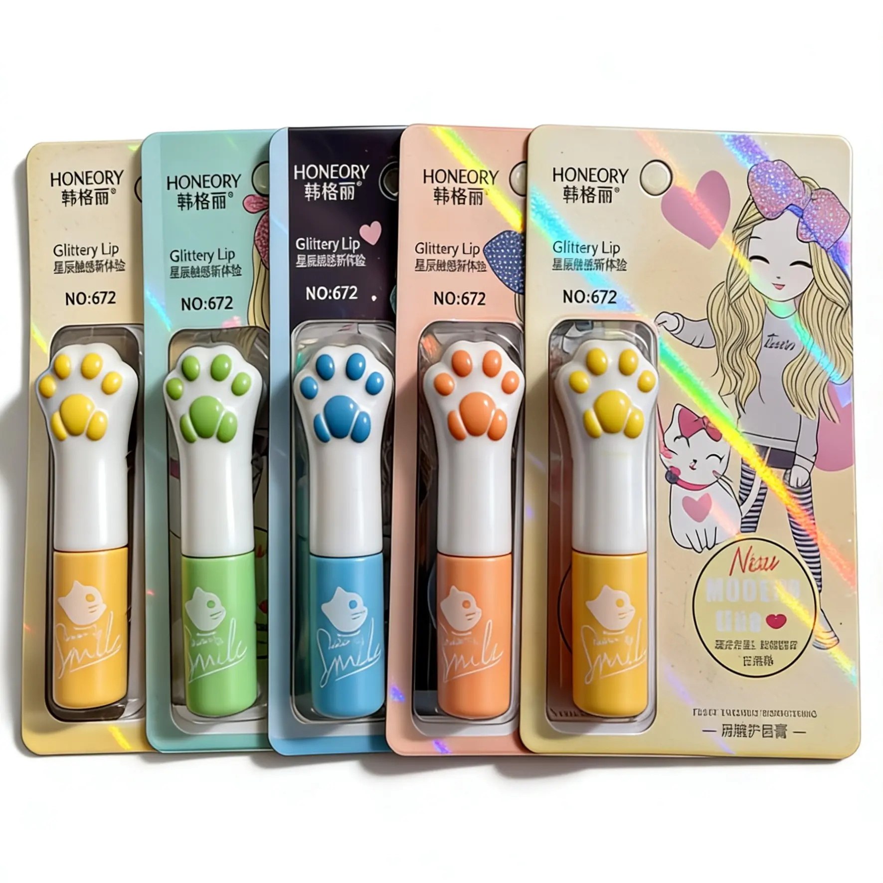 韩格利卡通可爱猫爪润唇膏