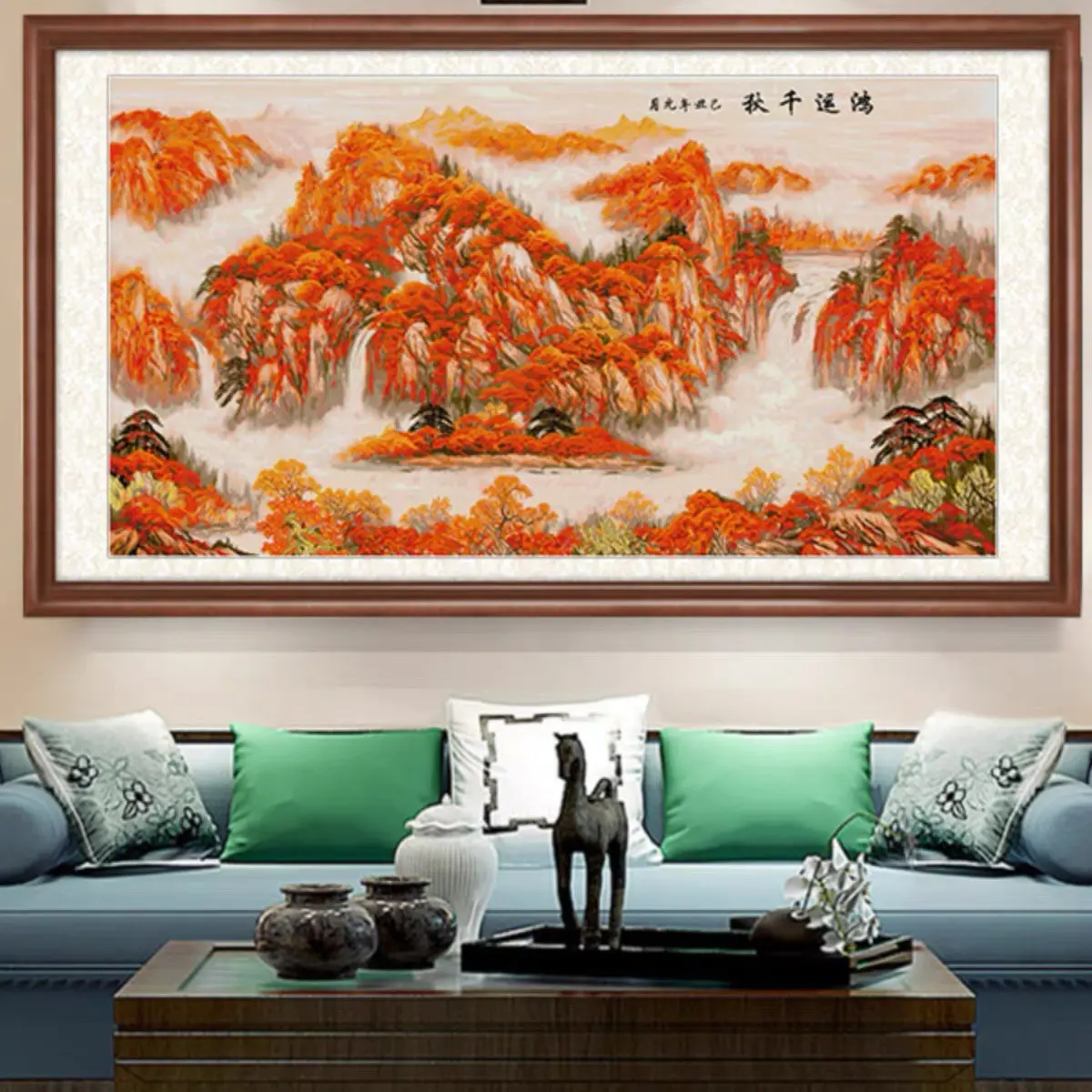 1.95中格鸿运千秋纯手工绣好的十字绣成品客厅装饰挂画