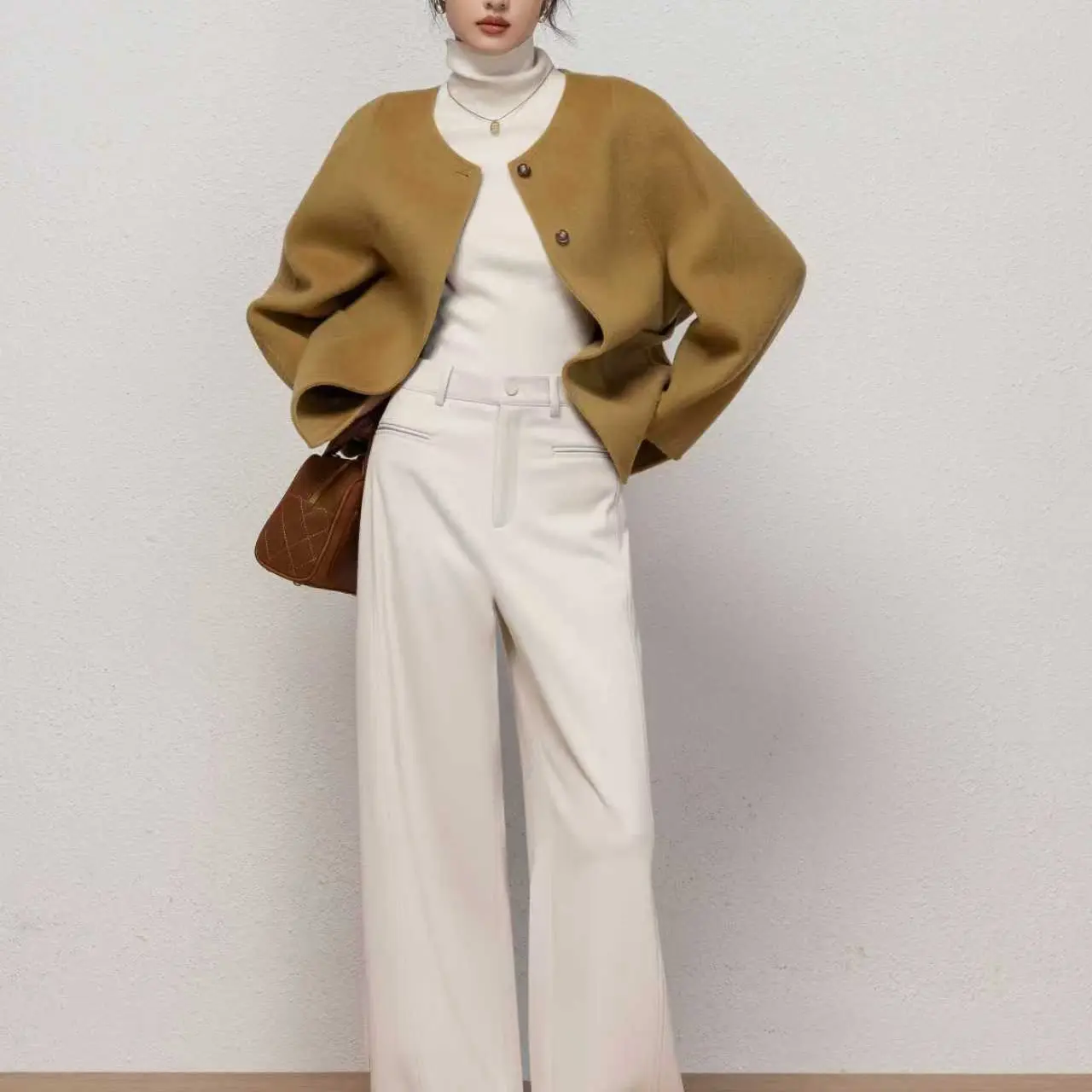 柏澜慧琳秋季新款高腰显瘦百搭直筒女裤时尚休闲垂坠感强