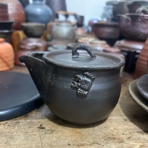 备前烧螃蟹扶手宝瓶