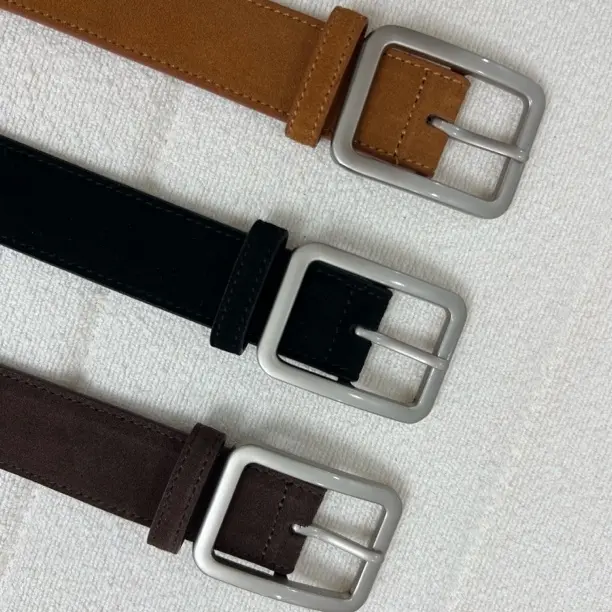 简约复古皮带女ins风休闲百搭韩版方扣细款腰带（全扣款）
