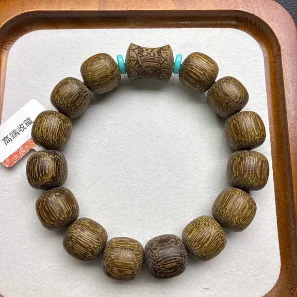 增香沉香木增香木老型珠六字真言单圈精品文玩手串男女盘玩b06