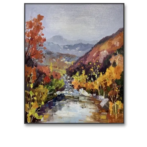 《金色蒙山》自然风景光影油画装饰画适合客厅玄关走廊悬挂玄关画