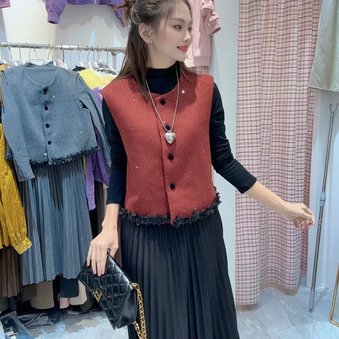 9289小个子秋冬韩系高级感气质显瘦小香风两件套裙