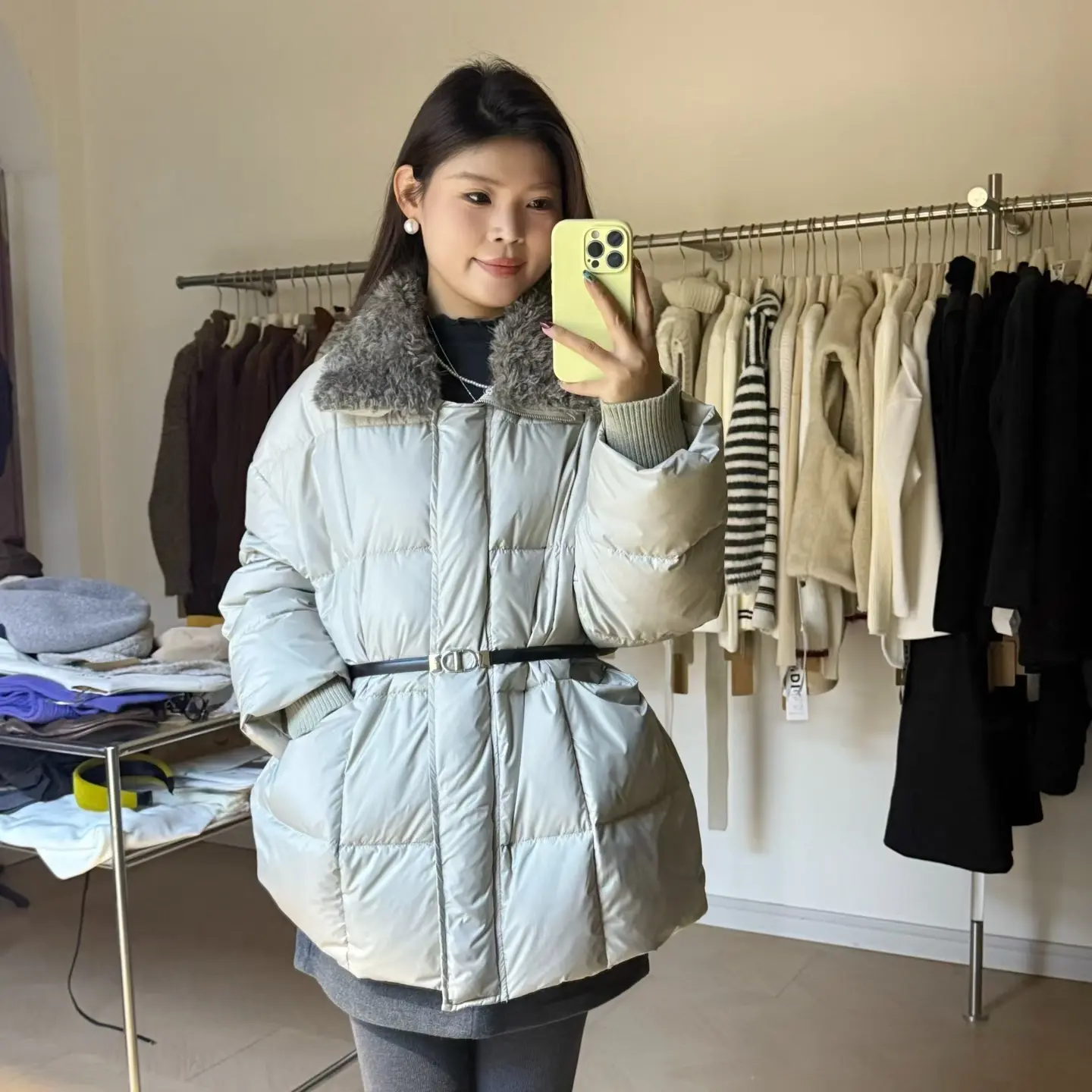 小个子短款女针织领面包服加厚感炸街冬季新款外套