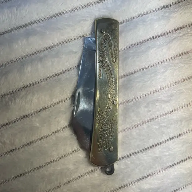 黄铜折叠小刀迷你随身拆快递户外便携收藏送礼水果刀