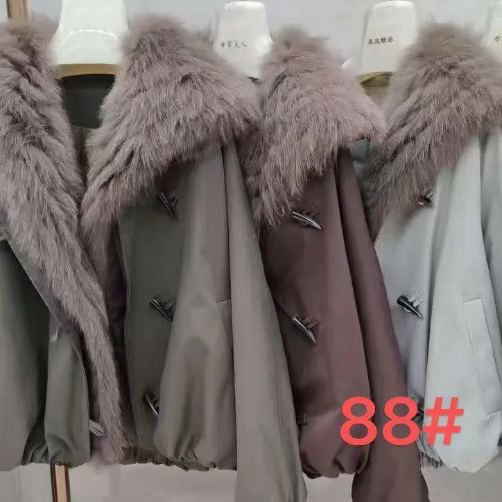 厚款休闲加绒网红翻领托斯卡纳鹅绒派克服可拆卸毛领上衣