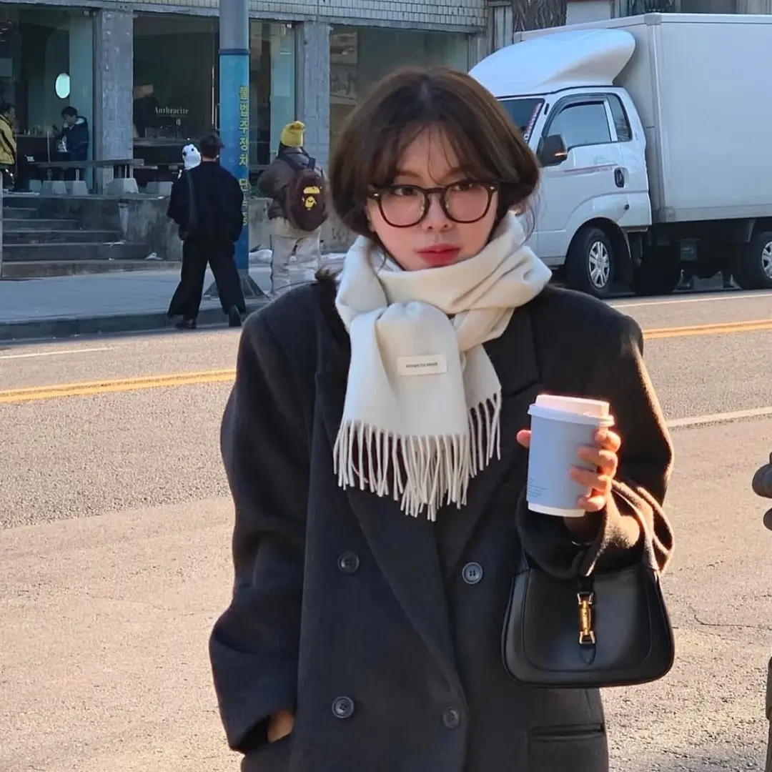 古着修身型长款枪驳领免烫毛呢大衣双面呢宽松外套韩版