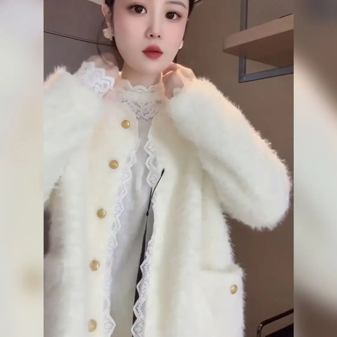 小香风蕾丝花边夹棉外套女法式复古高级感温柔气质（非图片款）慎拍