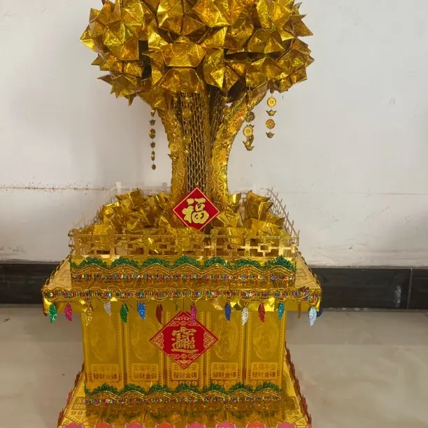 摇钱树手工折纸材料含教程适合节日团建活动