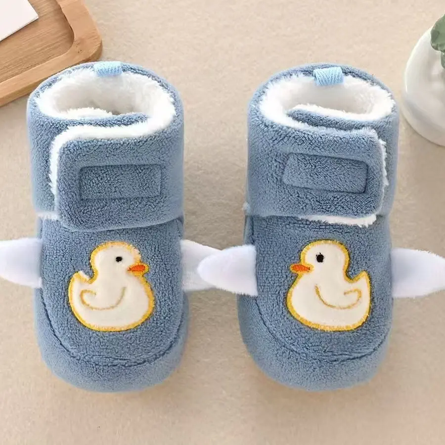 婴儿冬季加绒加厚小鸭子棉拖鞋保暖防掉软底鞋