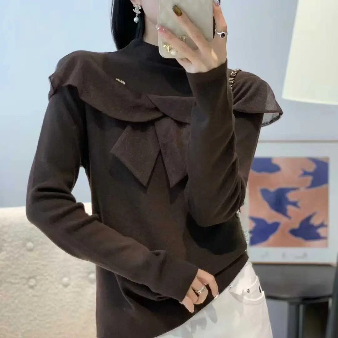 兰兰家立领百搭拼接毛针织衫针织衫针织秋冬时尚轻熟风高领