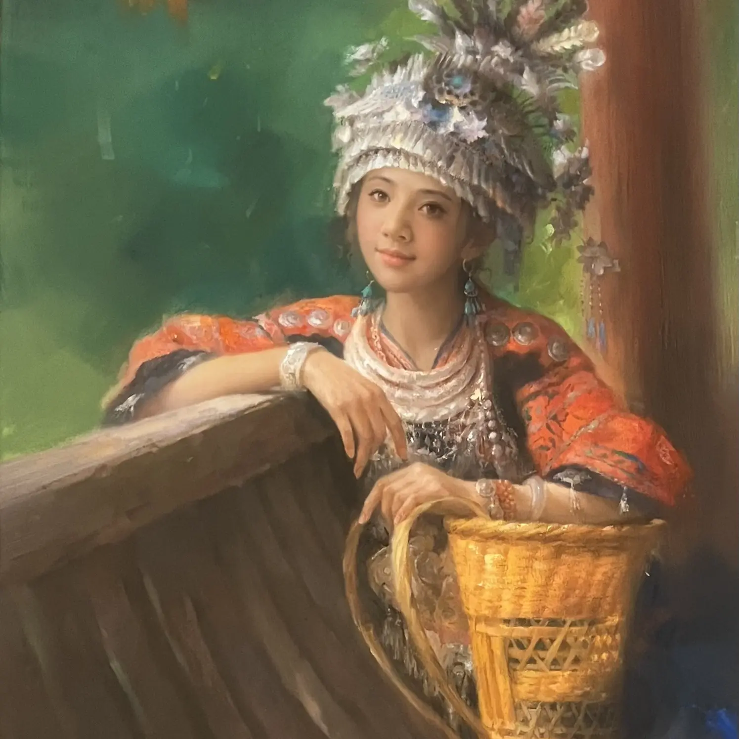 云南西藏民族. 苗姑娘70 X100厘米