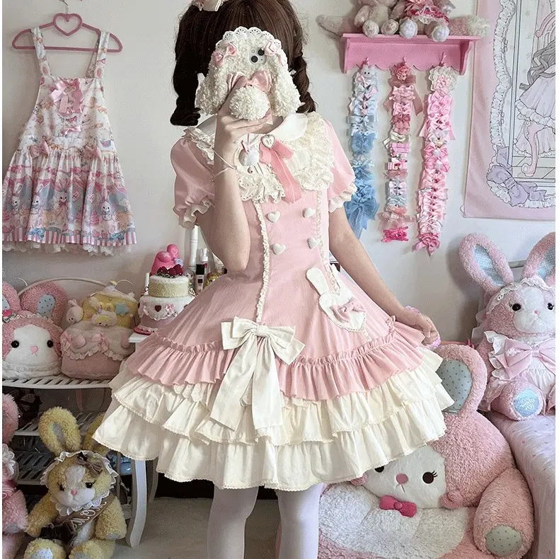 小物 不可单拍原创奶油蓓蕾OP泡泡袖甜美可爱夏季doll感洛丽塔裙