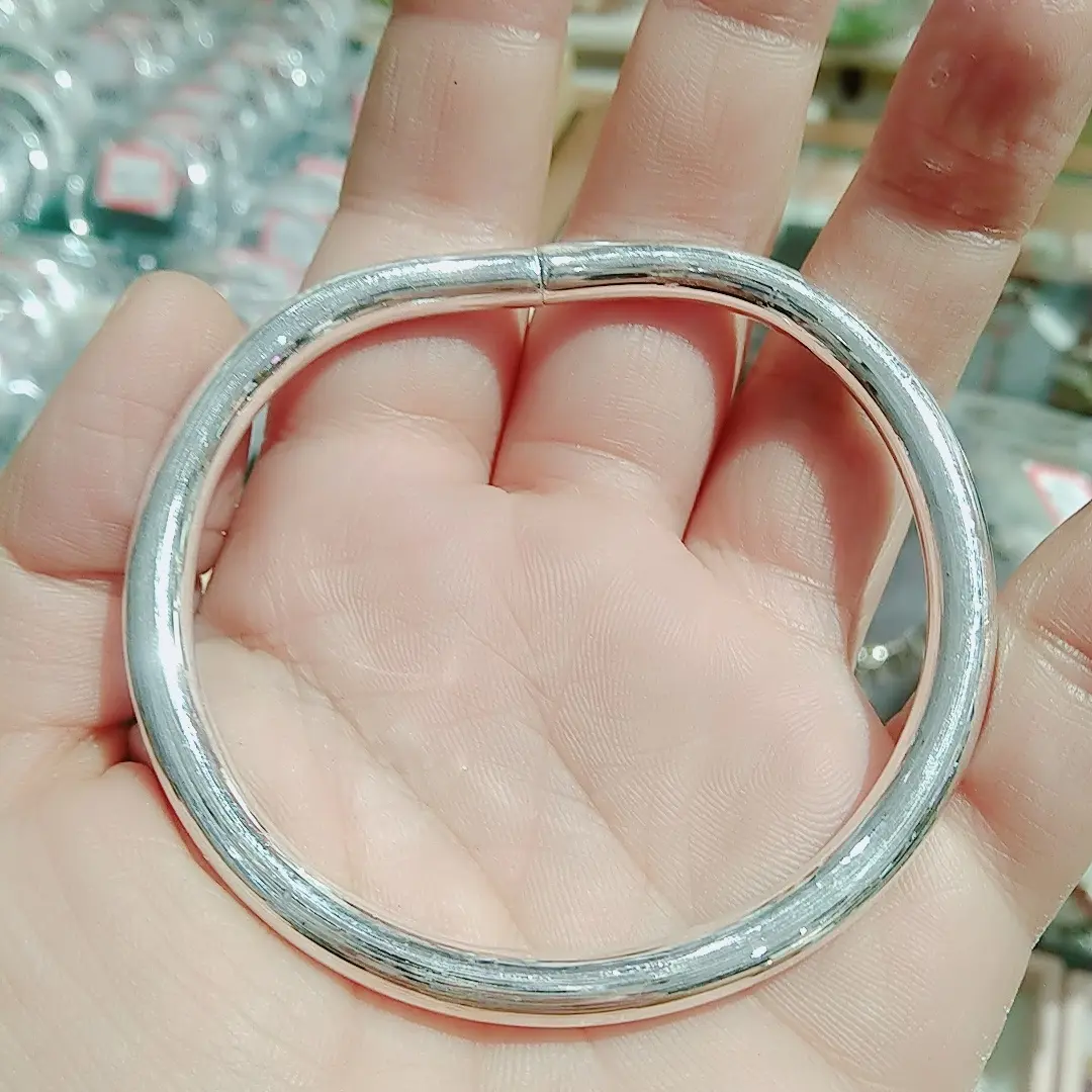 足银手镯 亮面马蹄手镯 50－55圈口