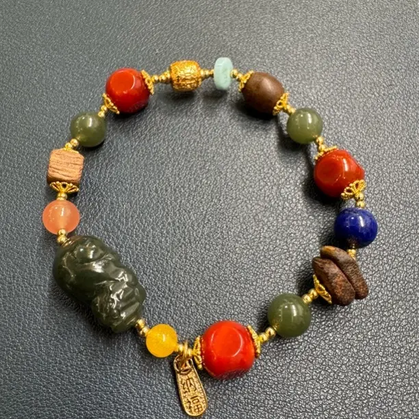 合金陶瓷琉璃贝壳手链 秋收款 设计款多宝手串搭配药片珠配饰