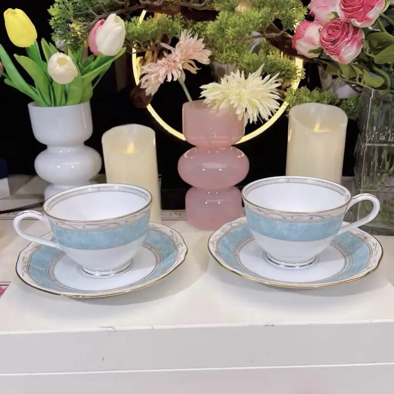 日本回流 则武 Noritake 蒂凡尼蓝色骨瓷咖啡杯 红茶杯金标则武 