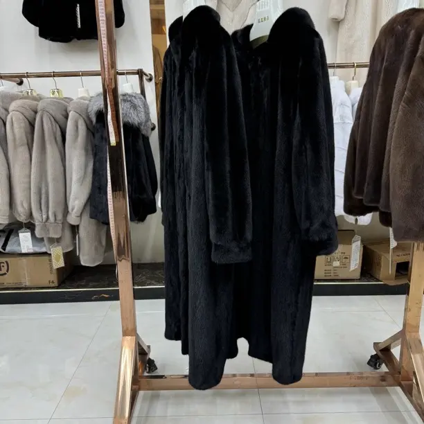 1.1米母貂全抽黑色水貂外套