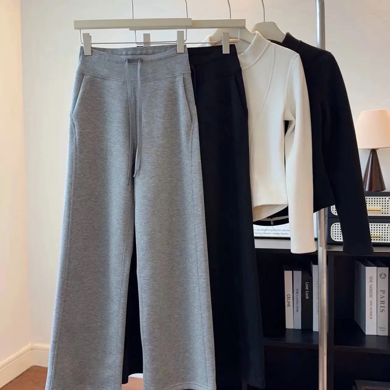 【衣呦呦】秋冬加绒高腰垂感显瘦阔腿休闲女裤时尚显腿长