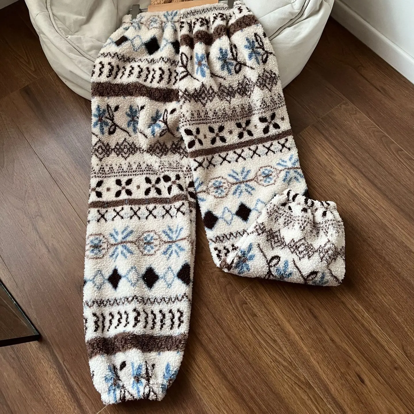 女士秋冬加厚雪粒绒可外穿休闲睡裤