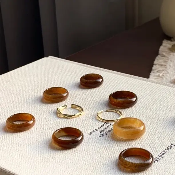 橘又青直播间小然专用链接 和田玉戒指百搭戒圈扳指