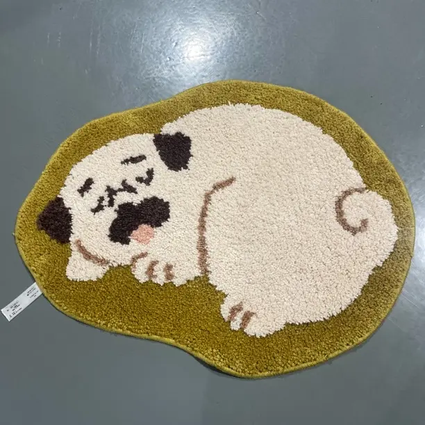 狗狗卡通植绒簇绒简约防滑加厚家用浴室垫座椅垫毛绒屁垫47*60