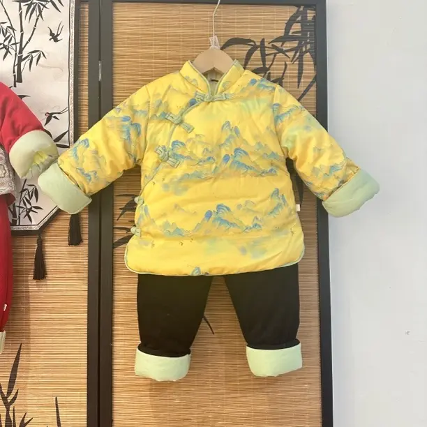 工厂直销【千里江山】纯棉花手工棉衣套装