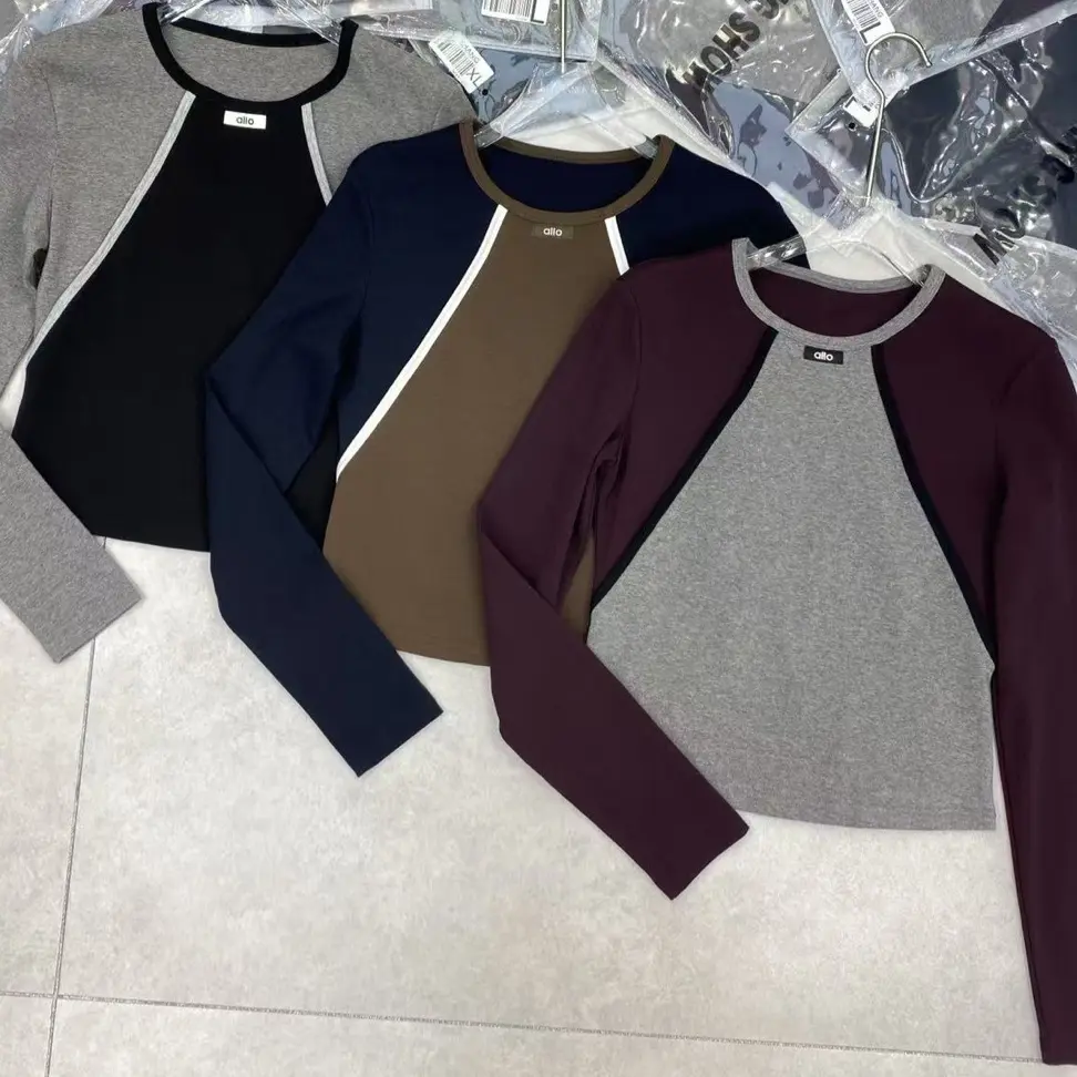 【南油】2025秋季新款小众设计款圆领拼接长袖T恤上衣（NO退NO换）