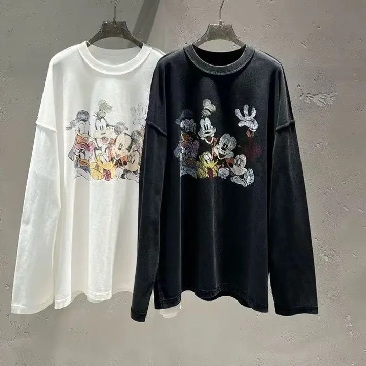 卡通动漫印花长袖宽松ins潮牌打底T恤26286（B5197）