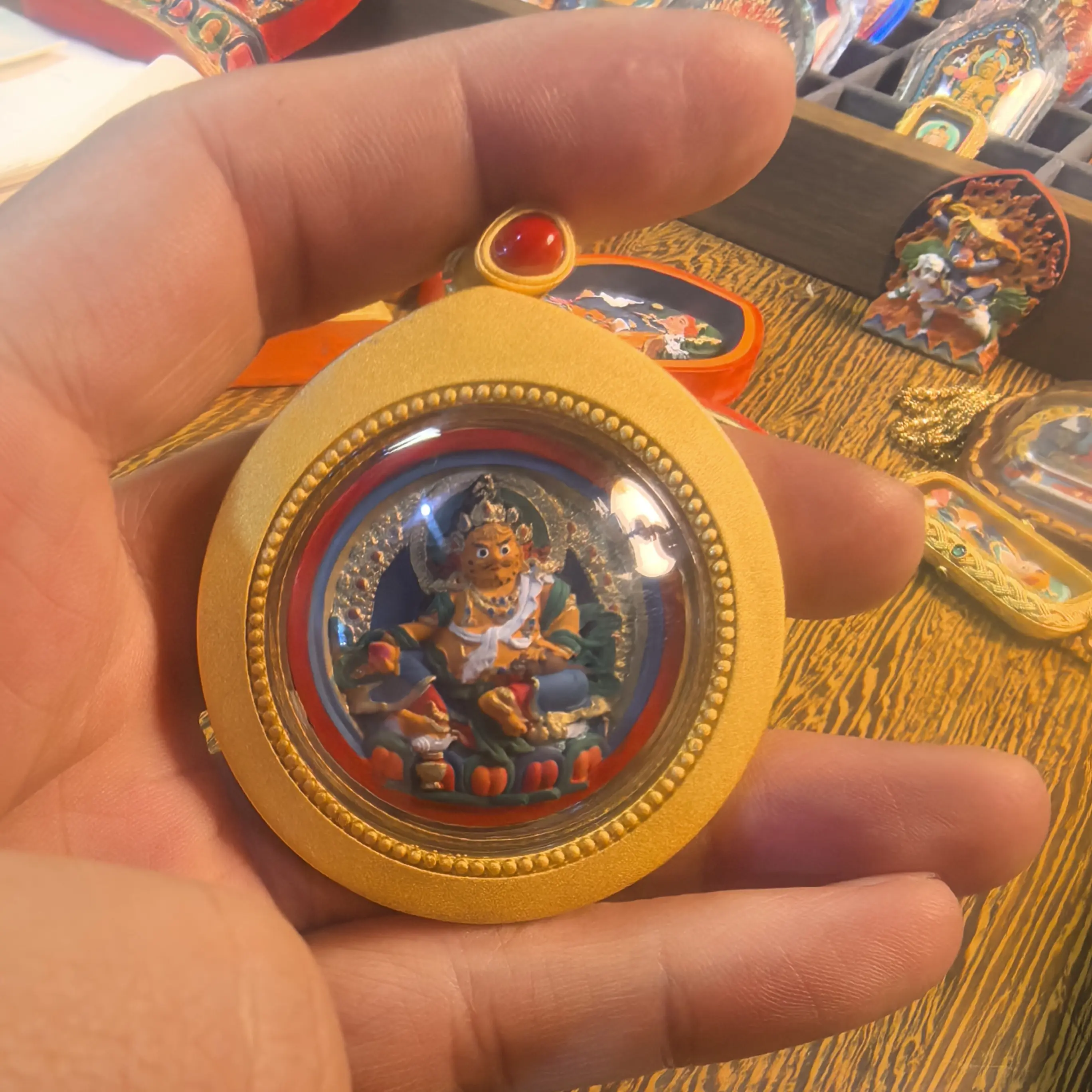 大号 青海热贡传统手工彩绘擦擦唐卡吊坠