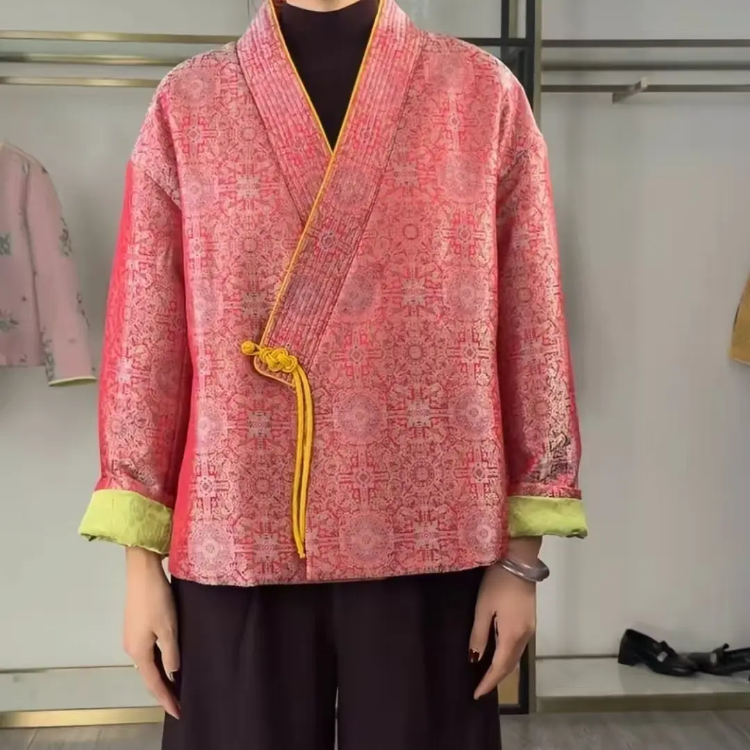 新中式国风桑蚕丝上衣女复古气质唐装外套春秋新款