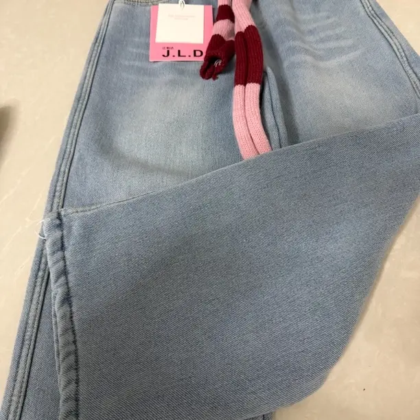 女童冬季加绒加厚阔腿牛仔裤