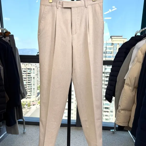 样品48码z e g n a秋冬法兰绒西裤米色