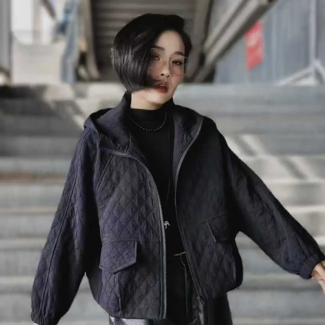 中老年妈妈连帽短款外套春秋时尚休闲夹克宽松洋气女装上衣