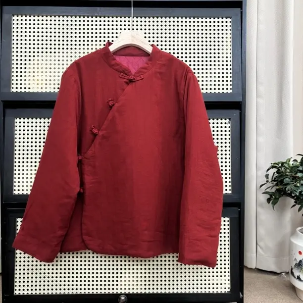 文艺复古新中式立领盘扣木耳领斜襟加厚女士冬季保暖棉