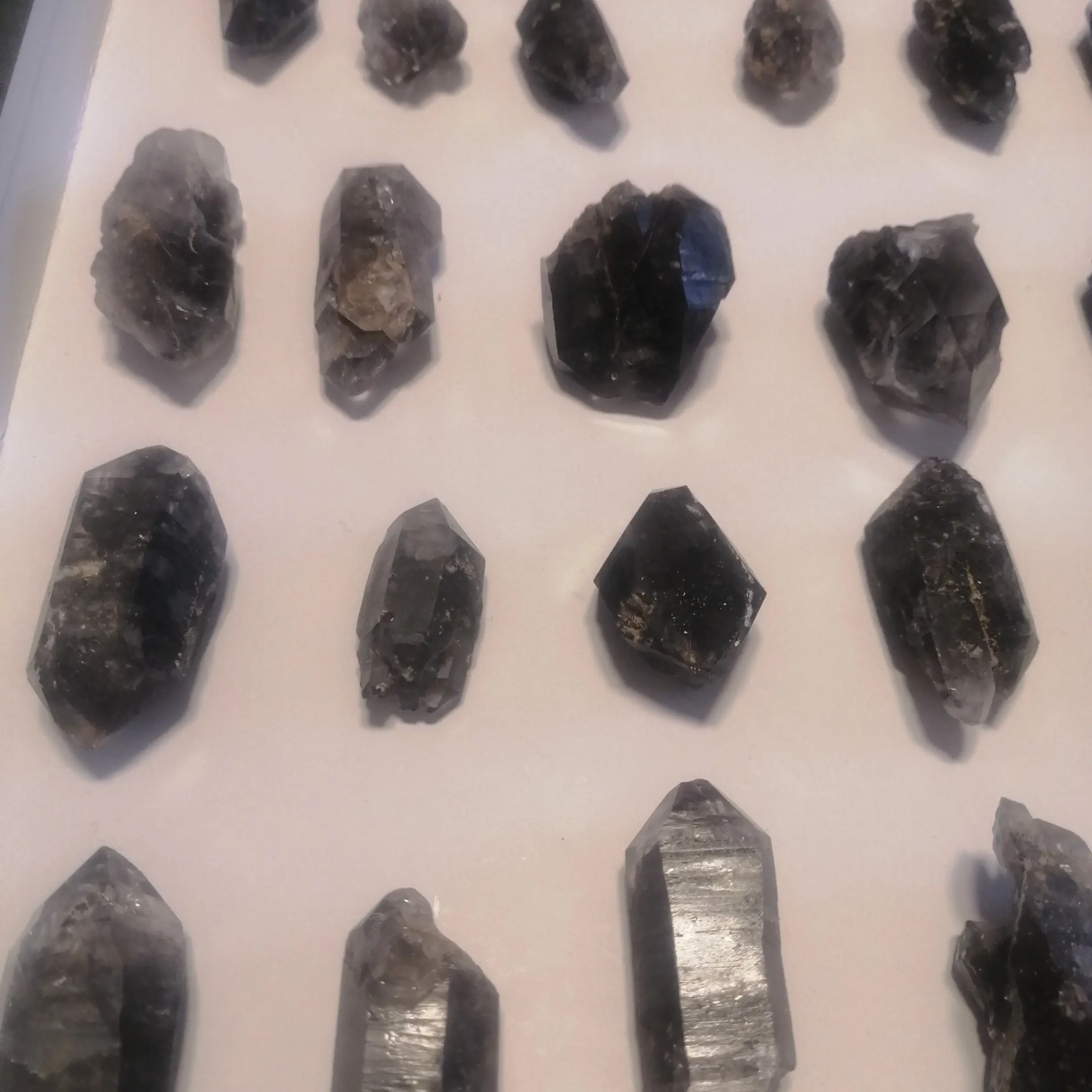 白闪灵钻原石双尖柱不规则双头水晶光束一物一图