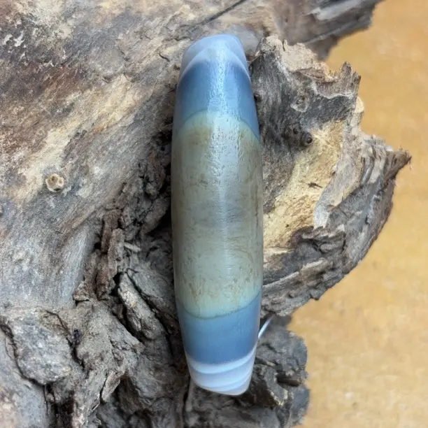 高油老料天空蓝渐变牙黄凤眼手工珠