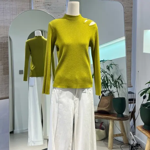 针织纯色毛衣极简风衫秋冬毛针织衫设计感简约百搭上衣女119362