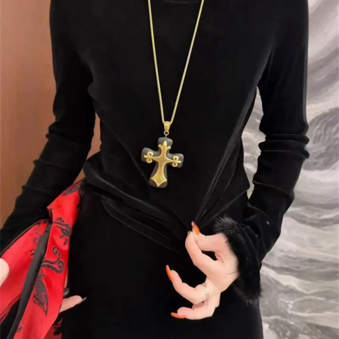 网纱植绒长袖上衣袖口水貂毛修身显瘦百搭秋冬打底衫