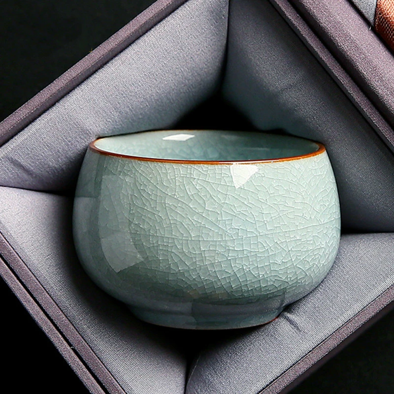 汝窑冰花开片陶瓷主人杯功夫茶具家用品茗杯