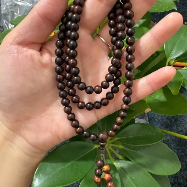 0.6mm黄花梨无胶无蜡高密圆珠脖挂手串