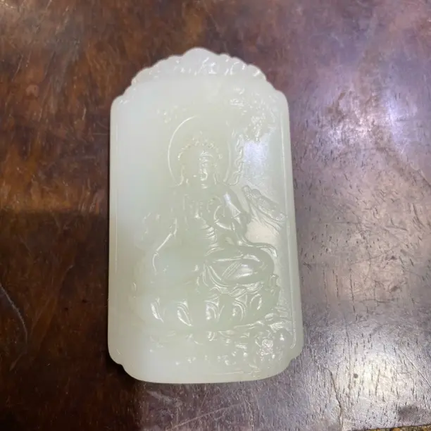 天然和田玉双面精雕观音菩萨吊坠男女款挂件