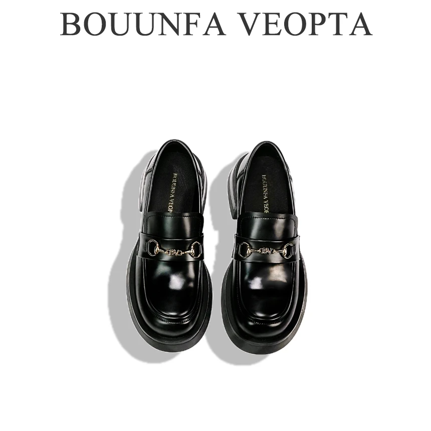 BOUUNFA VEOPTA【芯片】秋季新款乐福鞋厚底时尚百搭软底真皮鞋D17