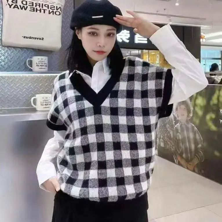 不调换 1399501宽通阔版格纹马甲