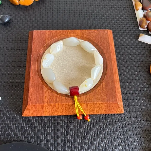 白玉原石男女款单圈玉石手串支持鉴定玉手串白色