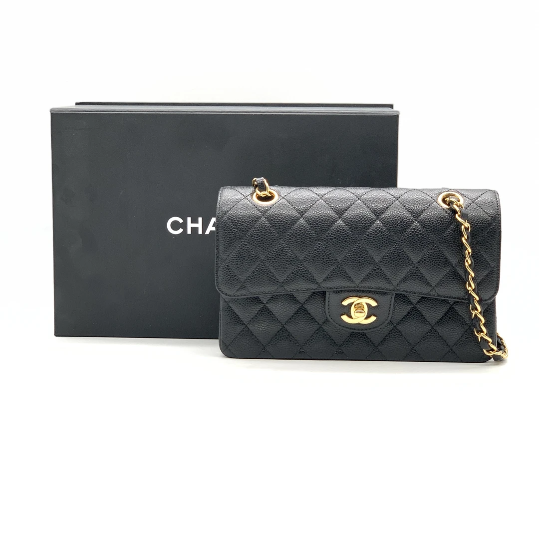 99新 Chanel/香奈儿 中号黑金CF口盖包/29开